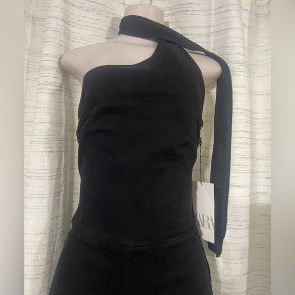 Zara Black One-Shoulder Maxi Dress NEW - Picture 6 of 11